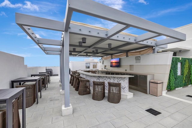 view of swimming pool featuring a patio area and an outdoor living space