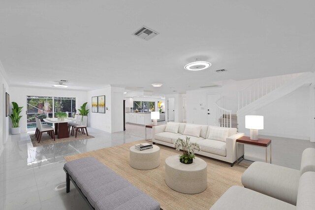 living room featuring a wealth of natural light