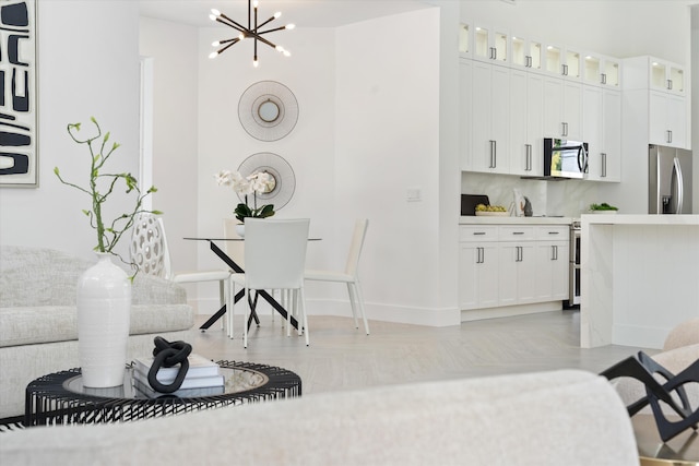 interior space with an inviting chandelier