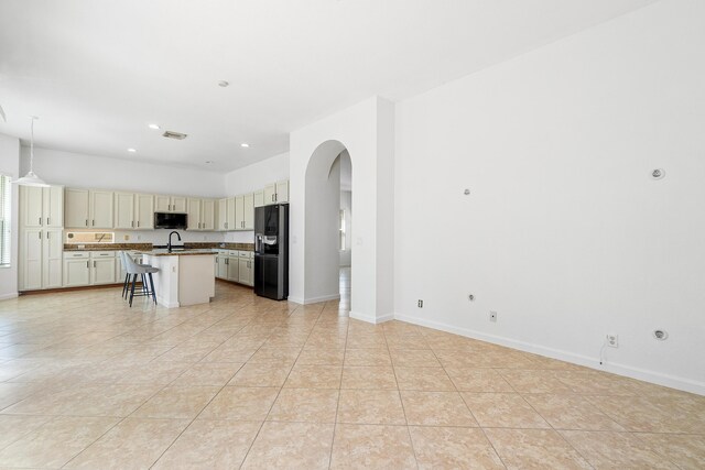 dining space with light tile patterned floors