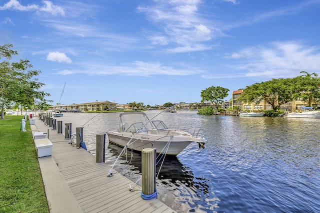 view of dock featuring a water view