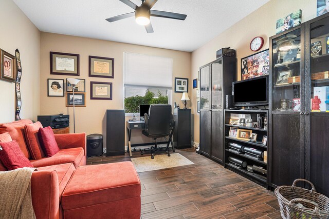 7869 Laina Ln Unit 2, Boynton Beach, FL 33437 - office space with a ceiling fan and dark wood finished floors