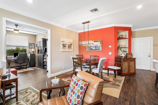 7869 Laina Ln Unit 2, Boynton Beach, FL 33437 - living room with dark wood-style floors, ornamental molding, an office area, and baseboards
