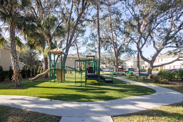 view of playground featuring a yard