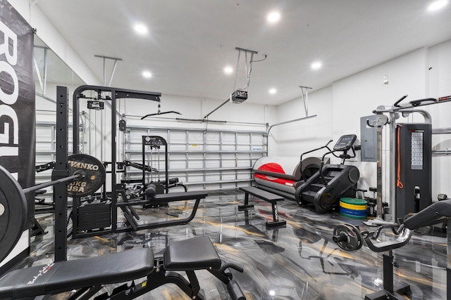 exercise room featuring electric panel