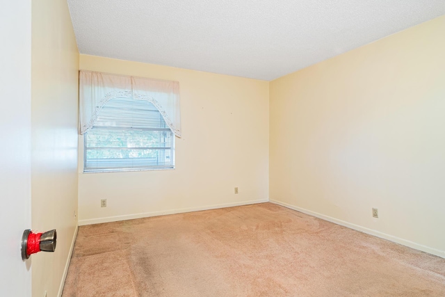 unfurnished room featuring light carpet and a textured ceiling