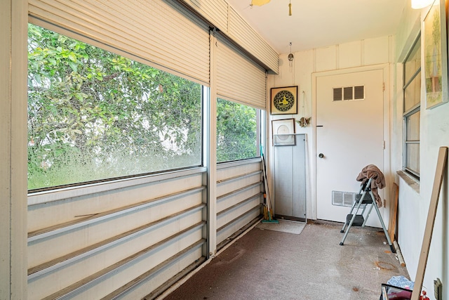 view of unfurnished sunroom