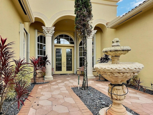 property entrance with french doors