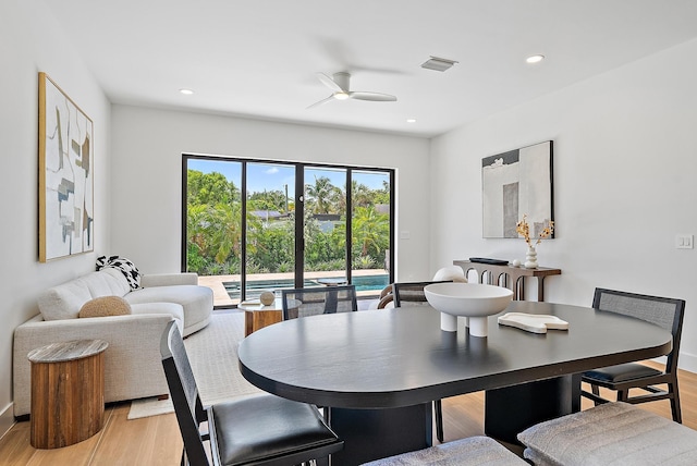 226 NE 11th St, Delray Beach, FL 33444 - bedroom featuring access to outside, light wood finished floors, recessed lighting, baseboards, and ceiling fan
