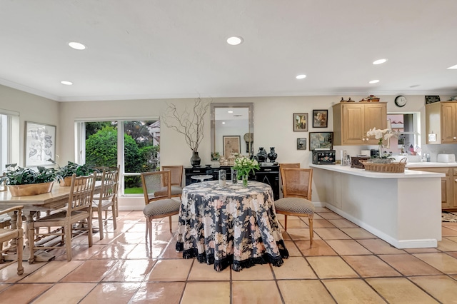 interior space featuring ornamental molding