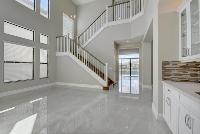 interior space featuring a high ceiling