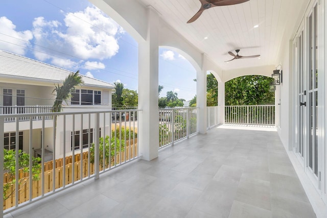 balcony with ceiling fan