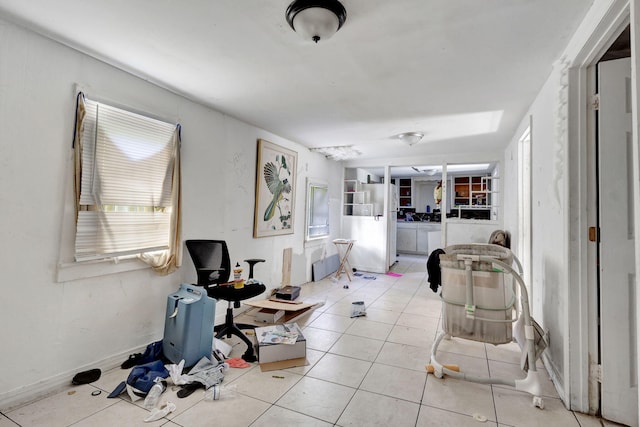 interior space with light tile patterned flooring