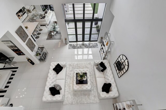 view of tiled living room