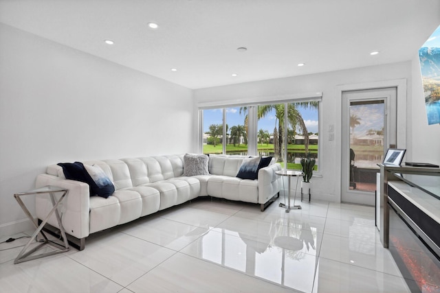 view of tiled living room