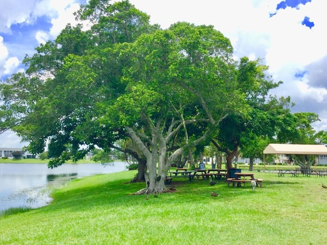 view of yard featuring a water view