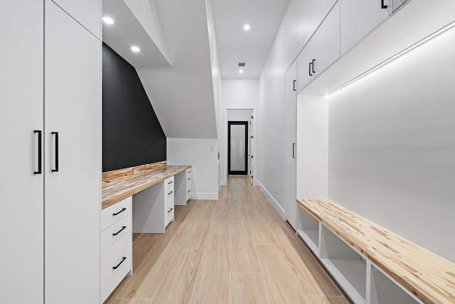 hallway featuring light wood-type flooring