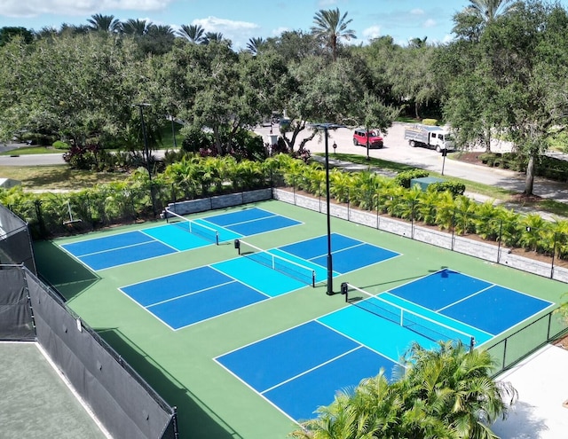 view of tennis court with basketball court