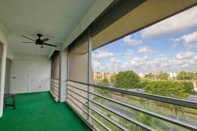 balcony with ceiling fan