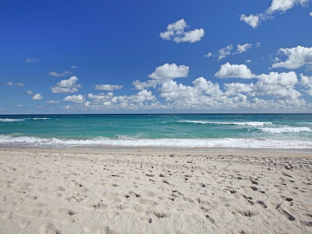 property view of water featuring a view of the beach