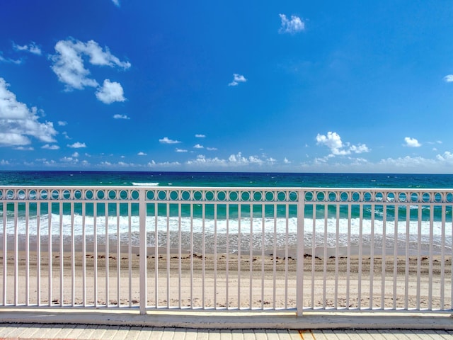 view of water feature featuring a beach view