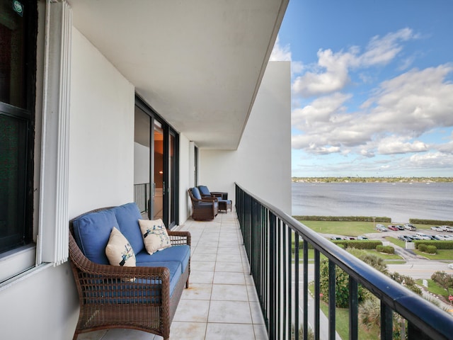 balcony with a water view