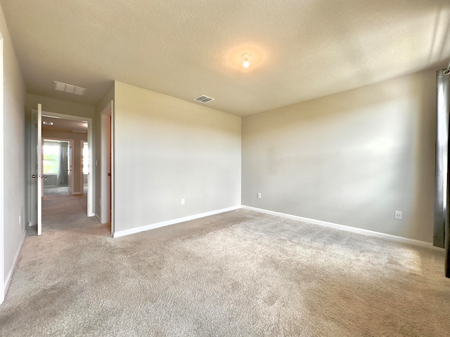 spare room with carpet and a textured ceiling