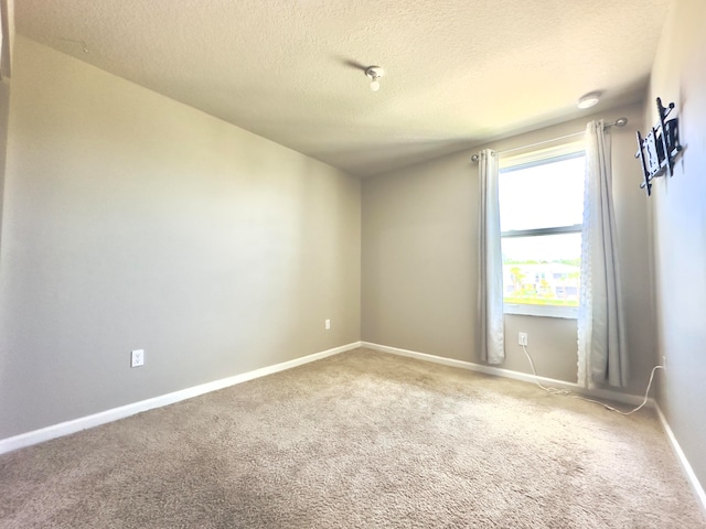 empty room with carpet and a textured ceiling