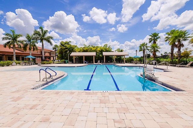 view of pool with a patio area