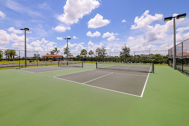 view of sport court with fence