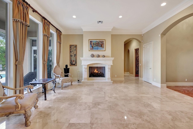 unfurnished room with crown molding