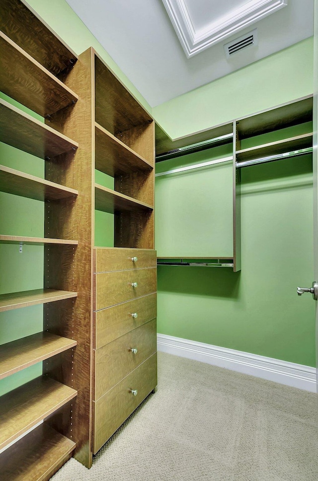 spacious closet with carpet flooring