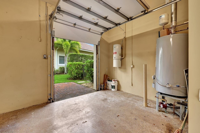 garage featuring gas water heater