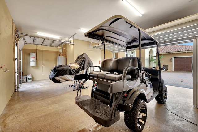 garage with electric water heater