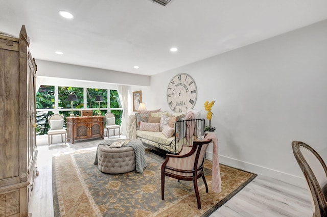 living room featuring light wood-type flooring