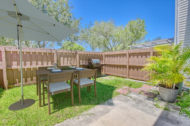 view of yard featuring a patio area