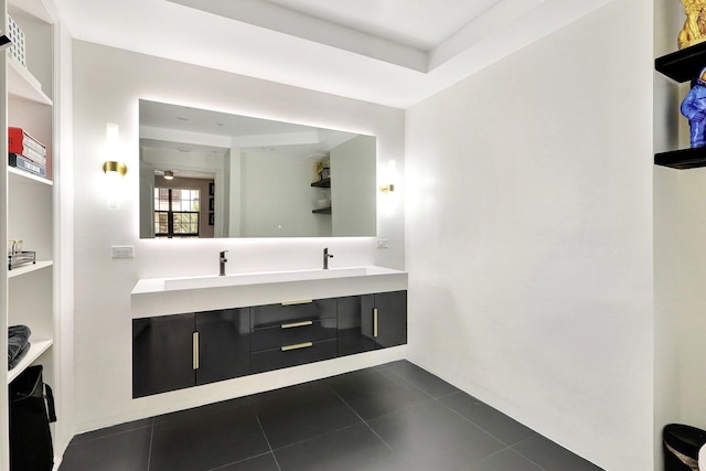 bathroom with vanity and tile patterned floors