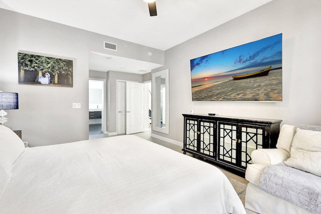 bedroom featuring ceiling fan