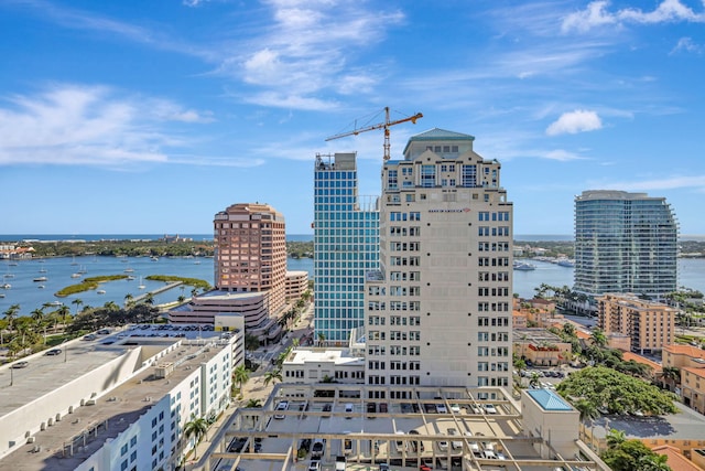 view of city with a water view