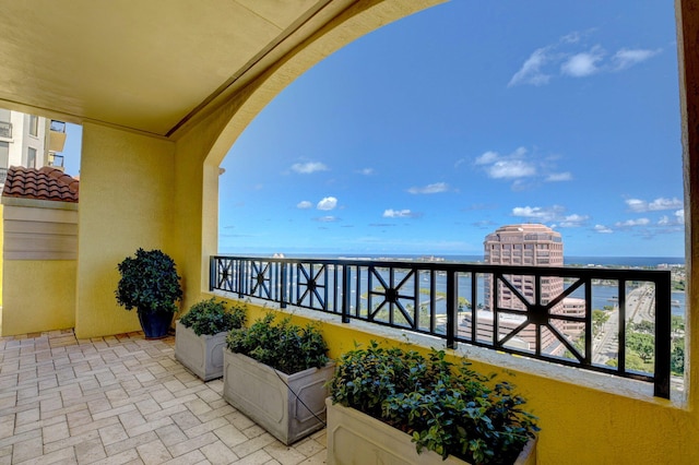 balcony with a water view