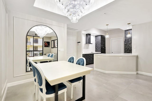 dining area with a chandelier