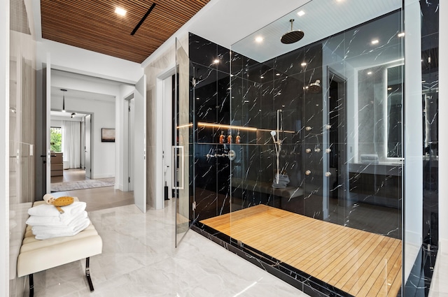 interior space featuring wooden ceiling