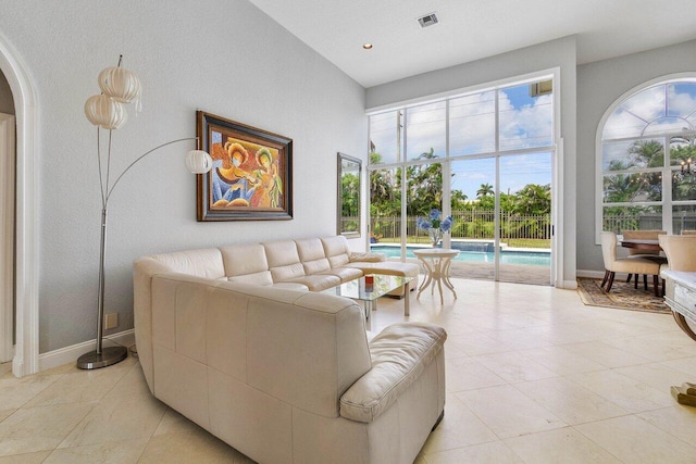 view of tiled living room