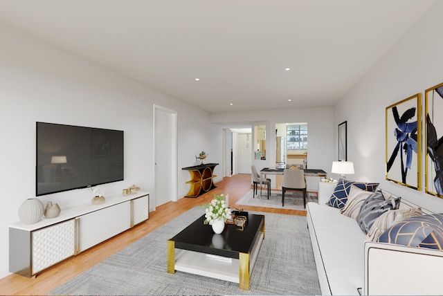 living room with light wood-type flooring