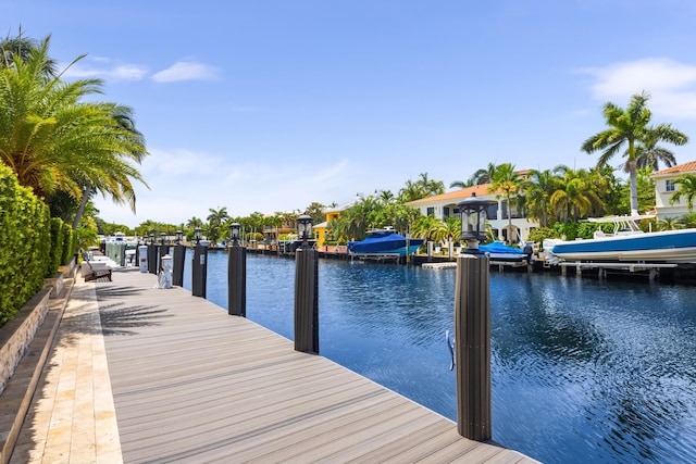 dock area featuring a water view