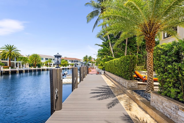 view of dock featuring a water view