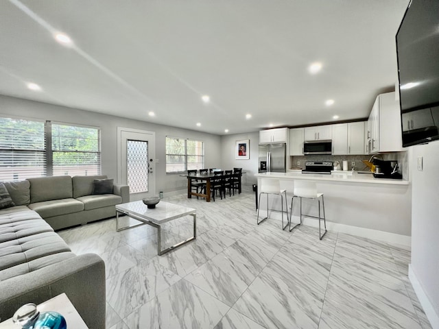 view of tiled living room