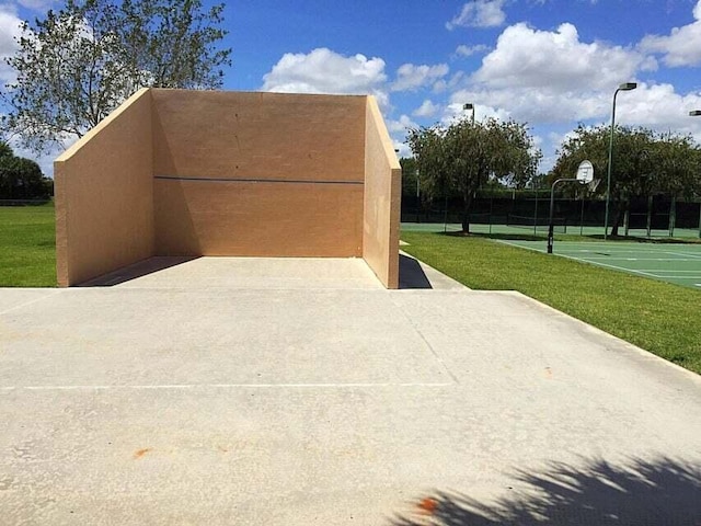 exterior space with community basketball court