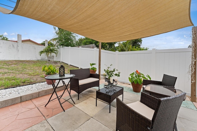 view of patio / terrace featuring an outdoor hangout area