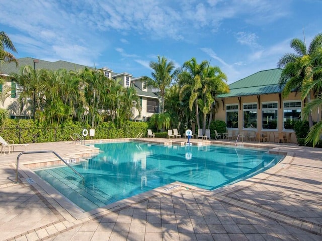 view of pool featuring a patio area